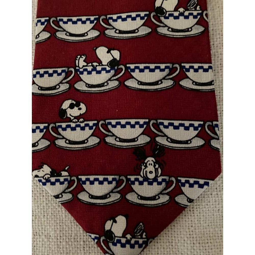 PEANUTS Snoopy Cup Of Joe Silk Men's Necktie VINTAGE Neckware USA